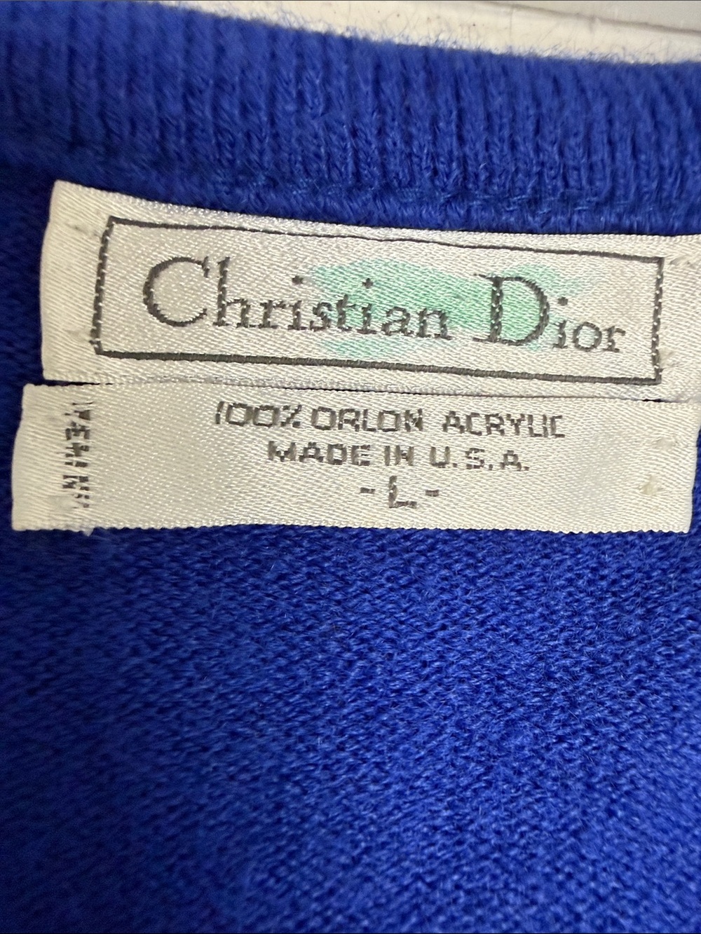 Christian Dior Classic Men's V-Neck Sweater - Royal Blue - Picture 2 of 5